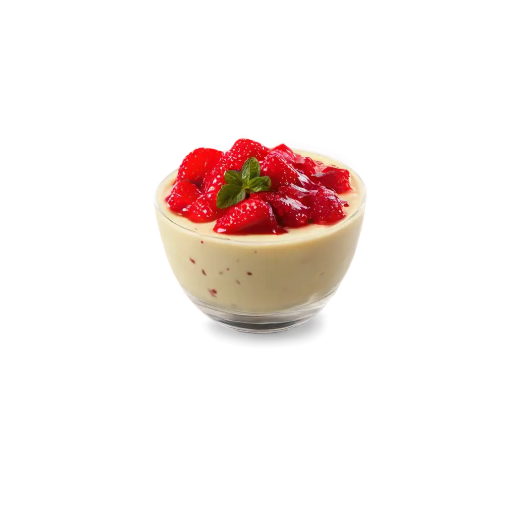 Exquisite-PNG-Image-Delectable-Pudding-with-Fresh-Strawberry-Topping
