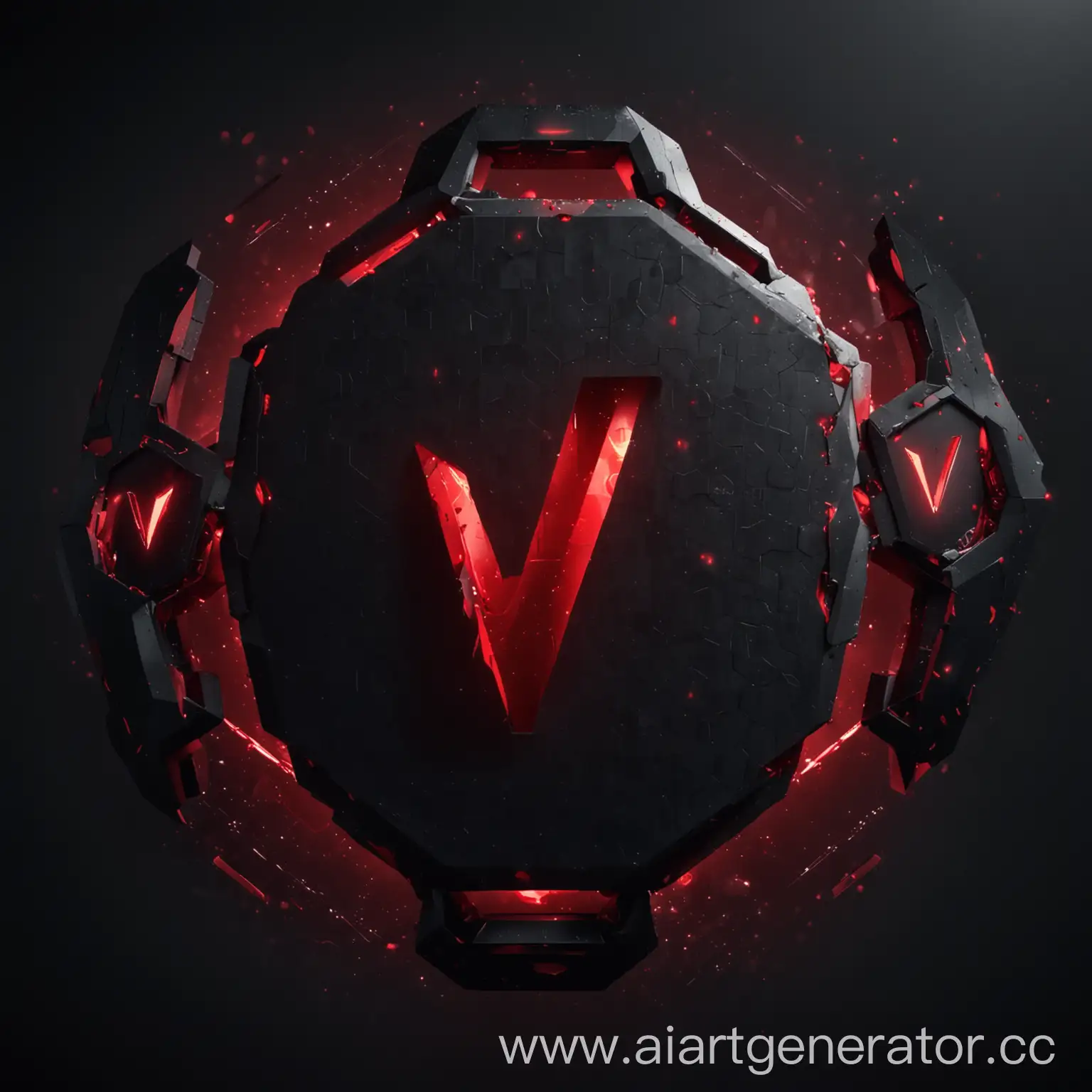 Futuristic-Hexagonal-Techscape-with-Vibrant-Red-Letter-V-and-Numerical-Elegance