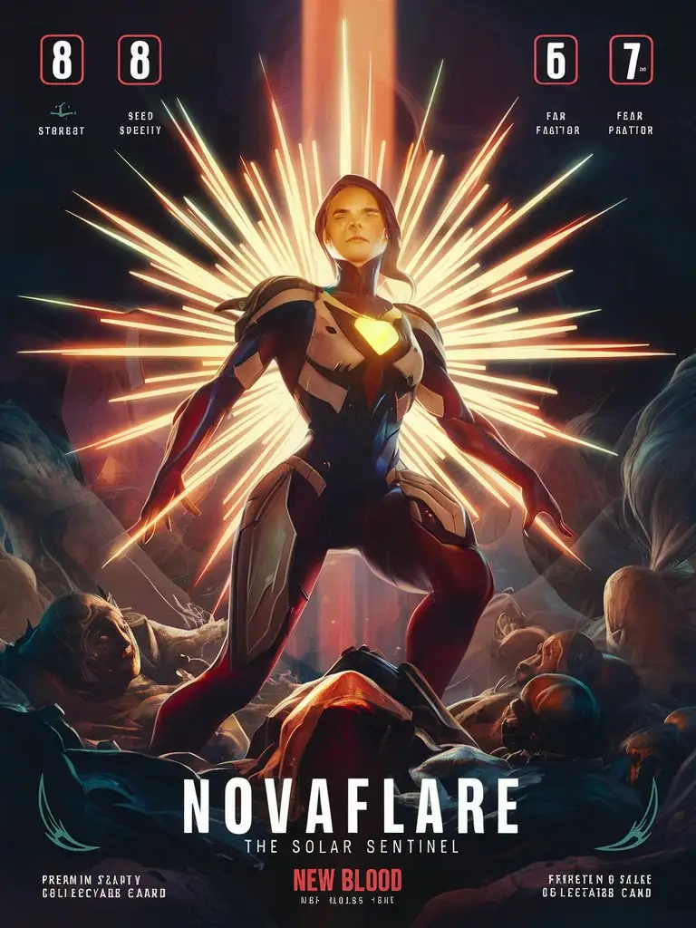 Novaflare-the-Solar-Sentinel-A-Breathtaking-MangaInspired-Collectible-Card-with-Tim-Burtonesque-Surrealism