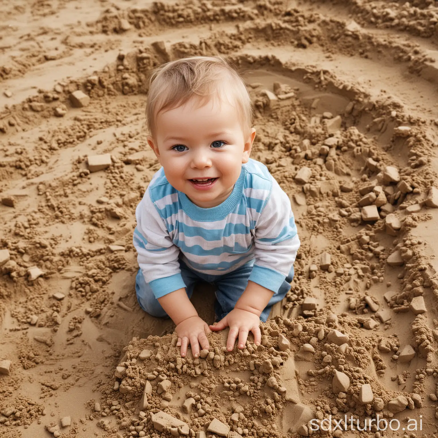 маленький ребенок в песочнице