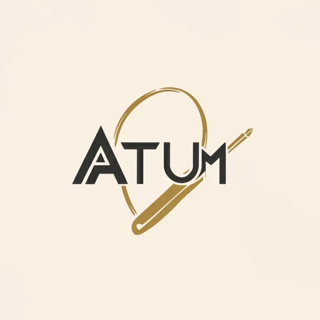 a logo design,with the text "atum", main symbol:pen,Minimalistic,clear background