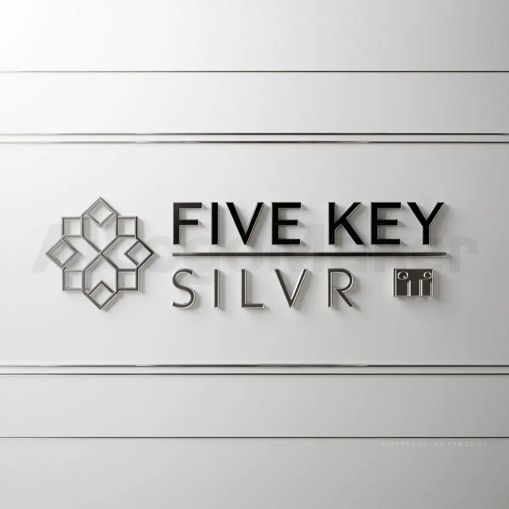 a logo design,with the text "five key silver", main symbol:a key with 8 islamic geometry,Minimalistic,be used in Finance industry,clear background