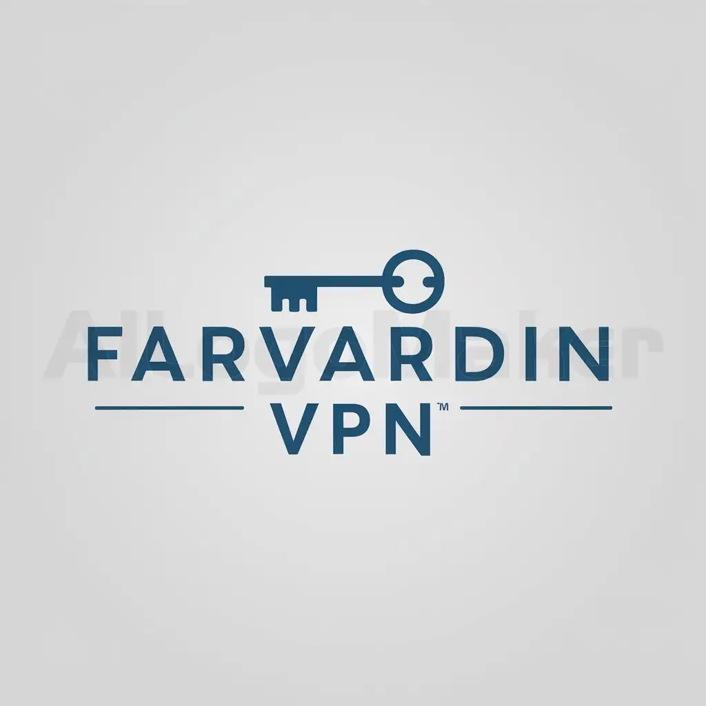 a logo design,with the text "Farvardin VPN", main symbol:a Key,Minimalistic,be used in Internet industry,clear background