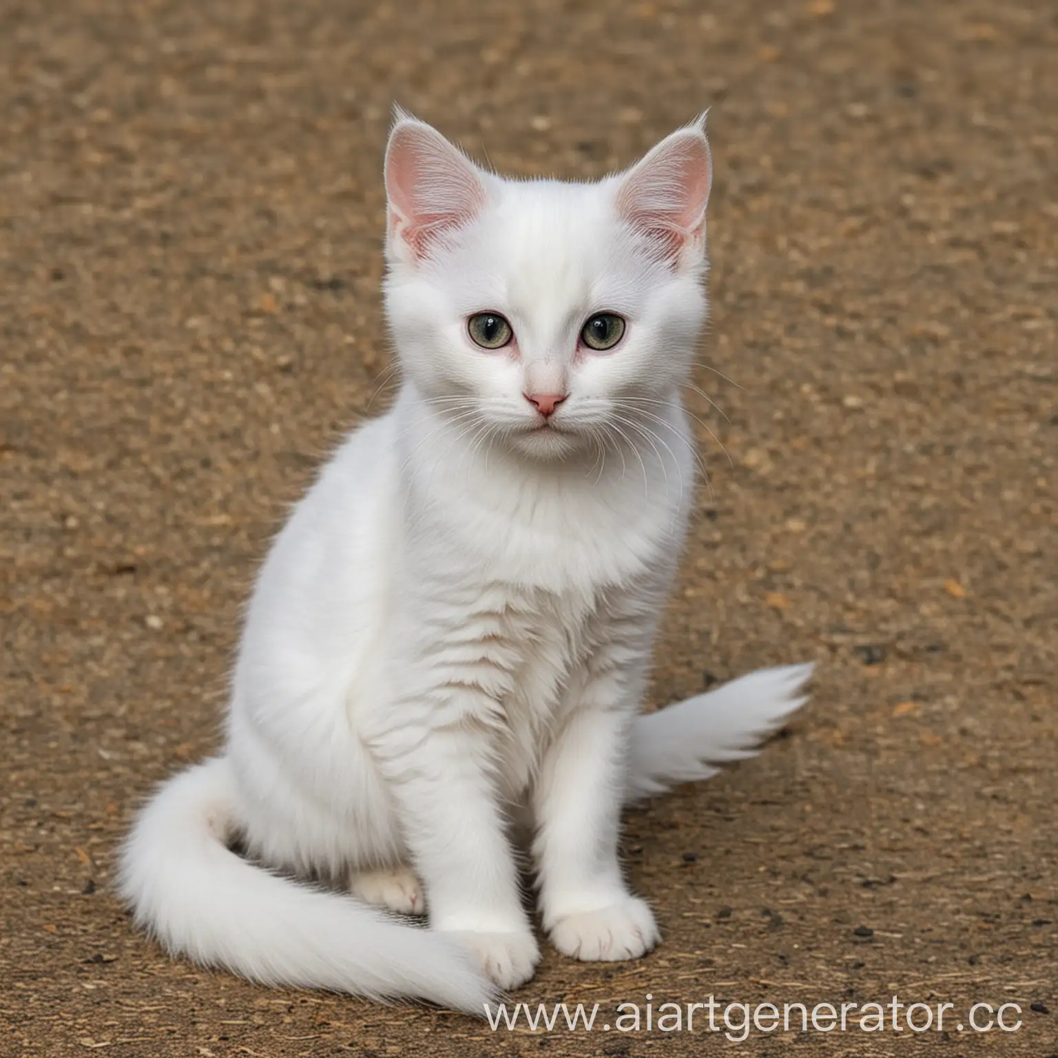Белый котёнок, чёрный хвост