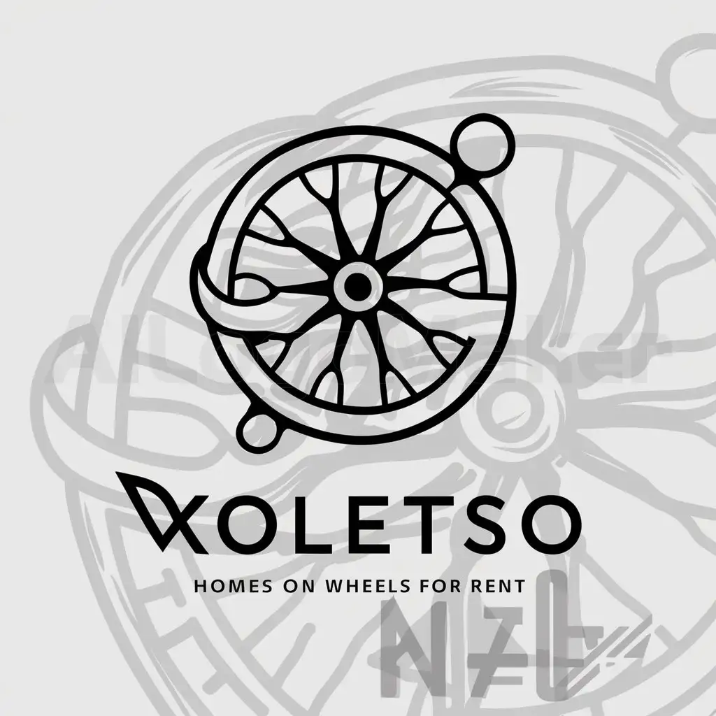 a logo design,with the text "logo for company, offering homes on wheels for rent for travels. Name: Wheels", main symbol:koletso,complex,be used in Travel industry,clear background