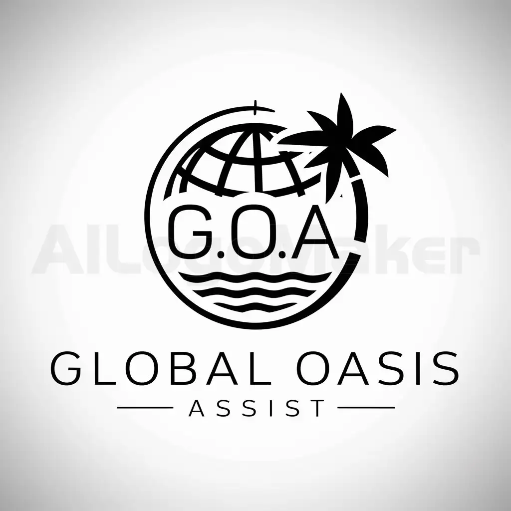 a logo design,with the text 'Global Oasis Assist', main symbol:world palm circle,complex,be used in G.O.A. industry,clear background