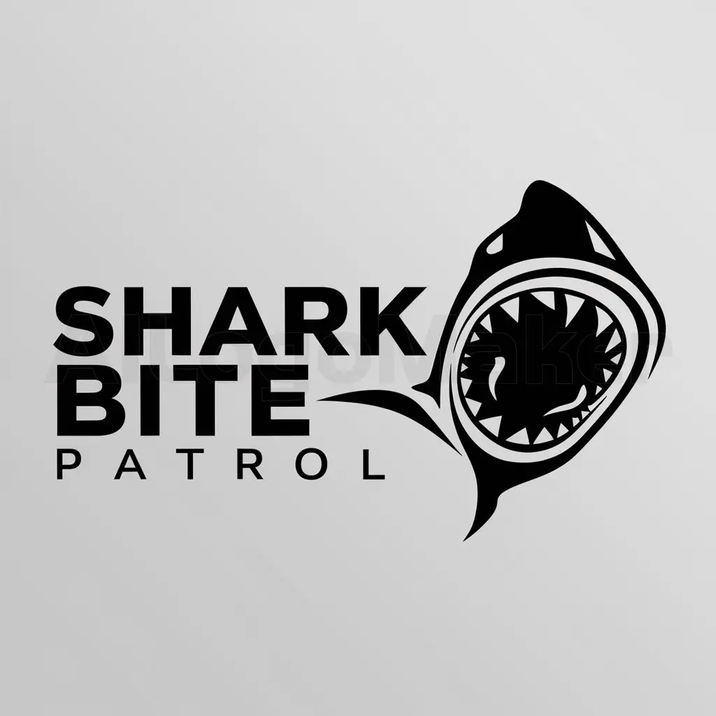 LOGO-Design-For-Shark-Bite-Patrol-Bold-Shark-Bite-Symbol-for-Religious-Industry