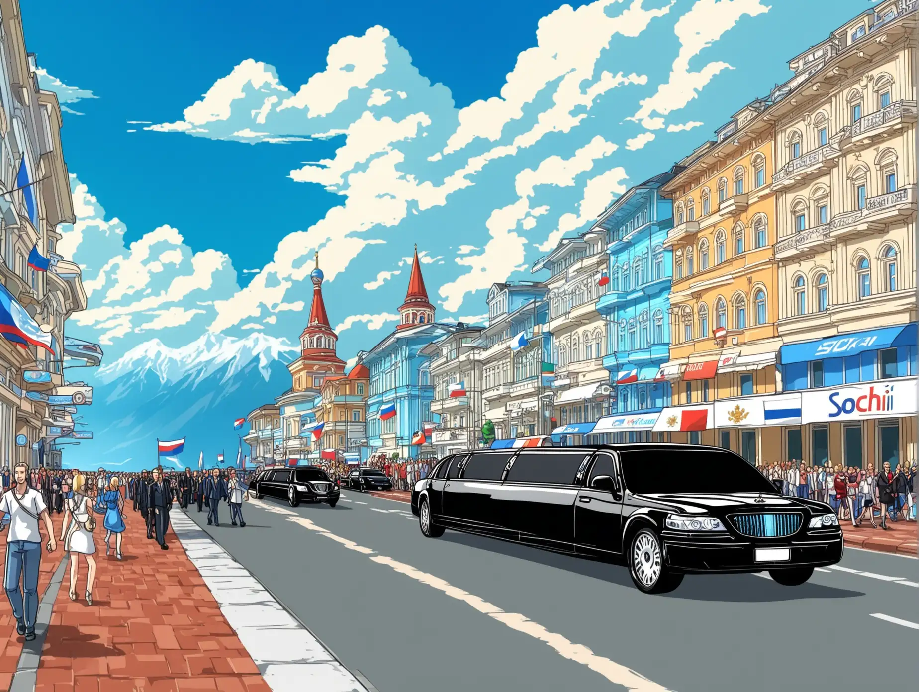 Anime-Style-Cityscape-Limousine-Speeds-Through-Sochi-Streets