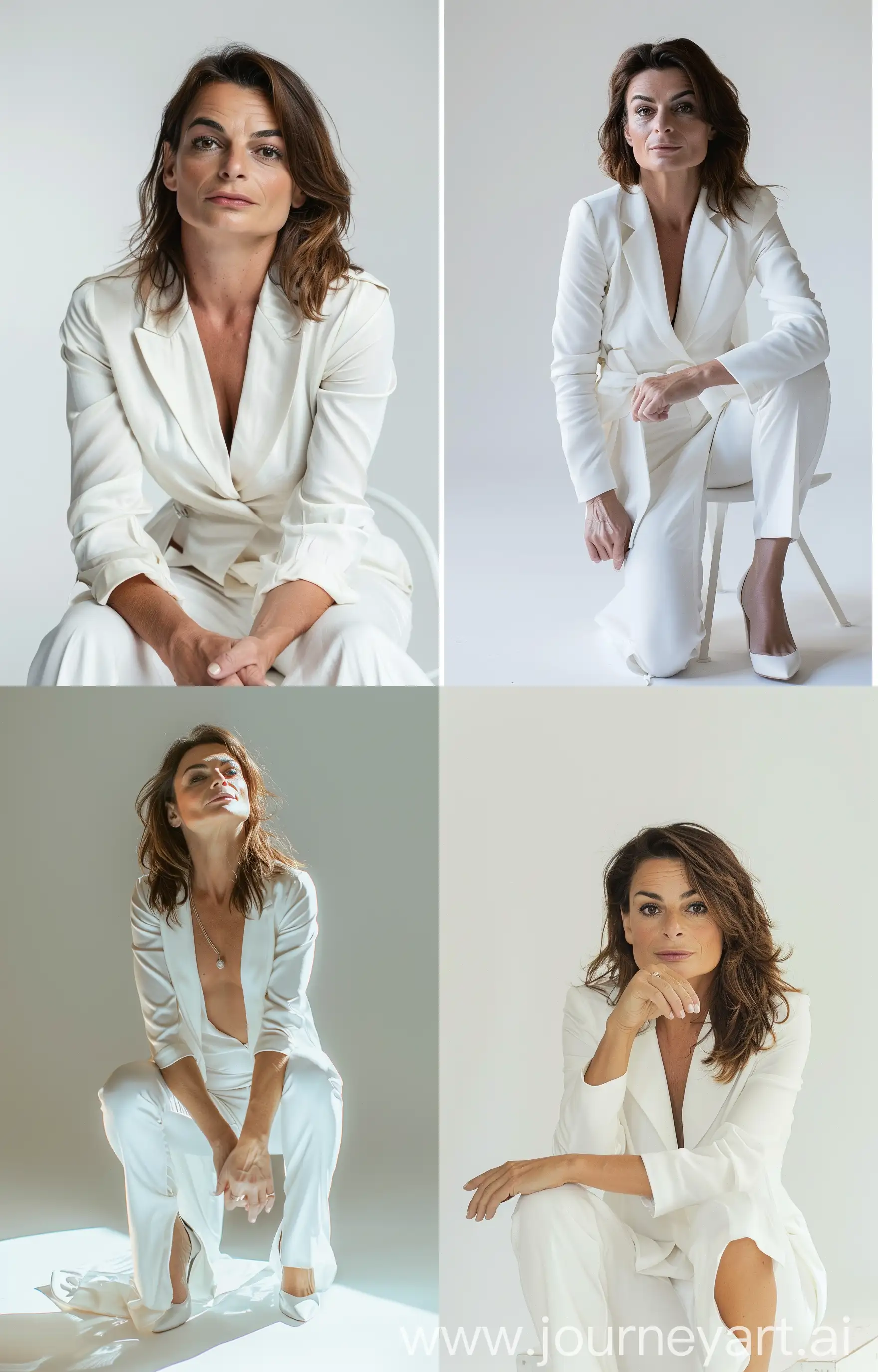 Elegant-Woman-in-White-Clothing-Studio-Portrait-with-Boss-Poses