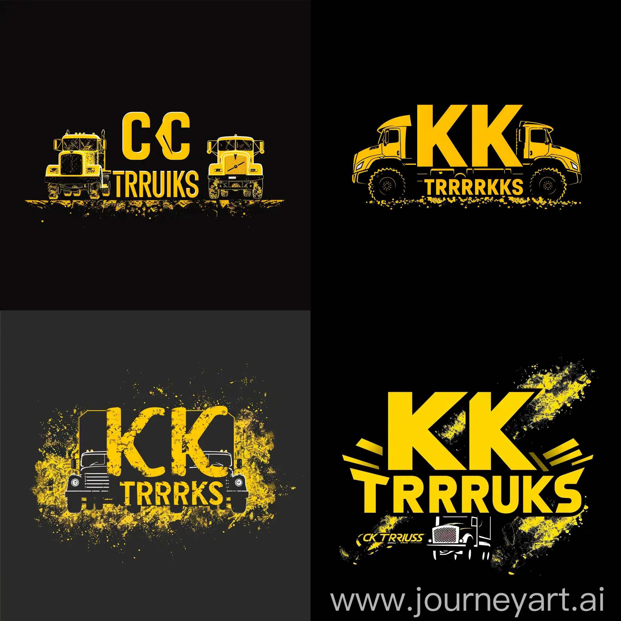 black background on yellow letters write '' CK TRUCKS '' text  4k hd logo 