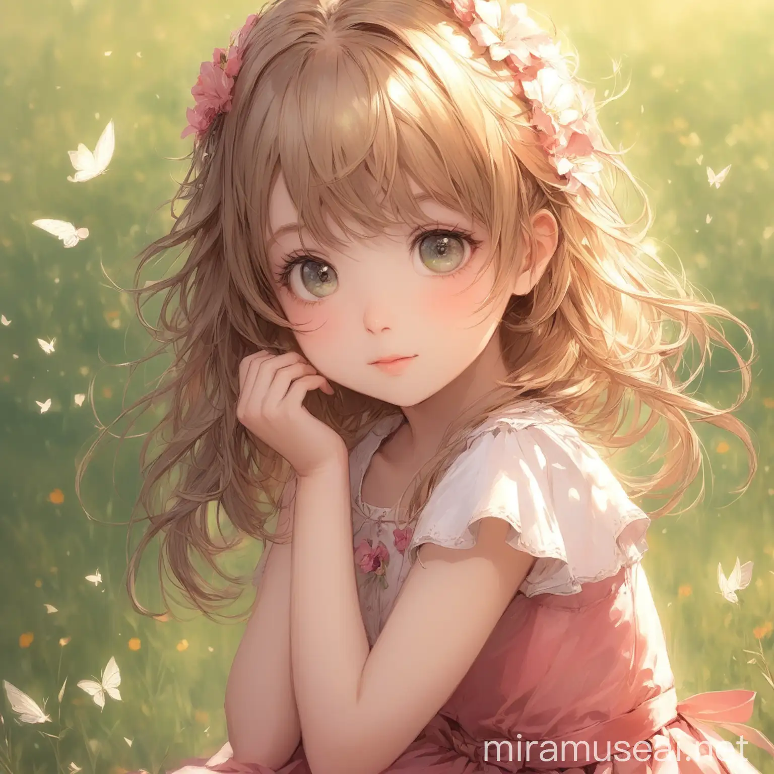 Enchanting Portrait of a Wonderful Girl with Floral Crown