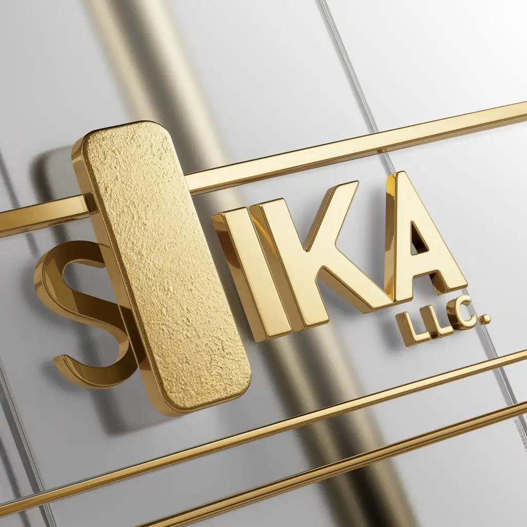 a logo design,with the text "sika llc", main symbol:gold bar,complex,clear background