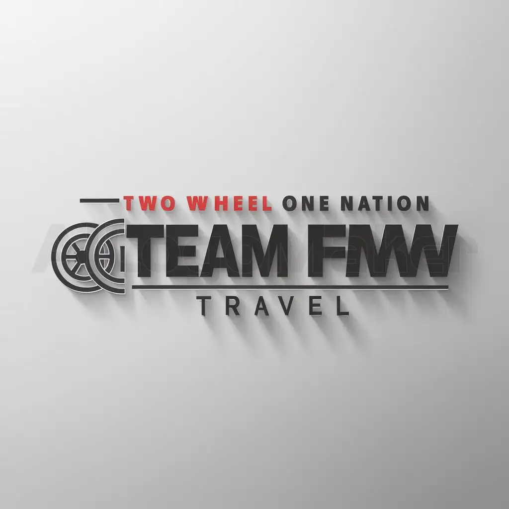 a logo design,with the text "TWO WHEEL ONE NATION", main symbol:TEAM FMW,Moderate,be used in Travel industry,clear background