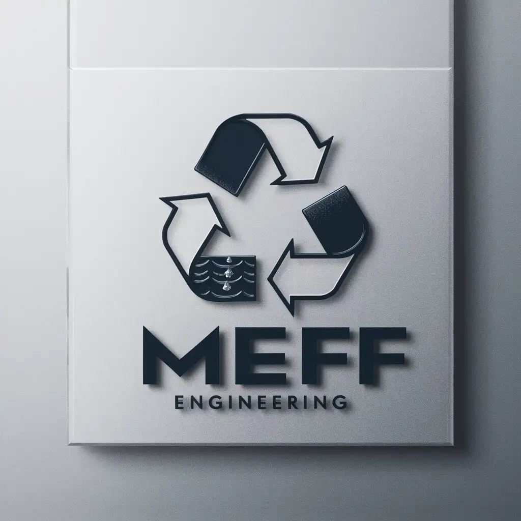 a logo design,with the text "MEFF Engineering", main symbol:Recycling, Ocean, Subsea steel,Moderate,clear background
