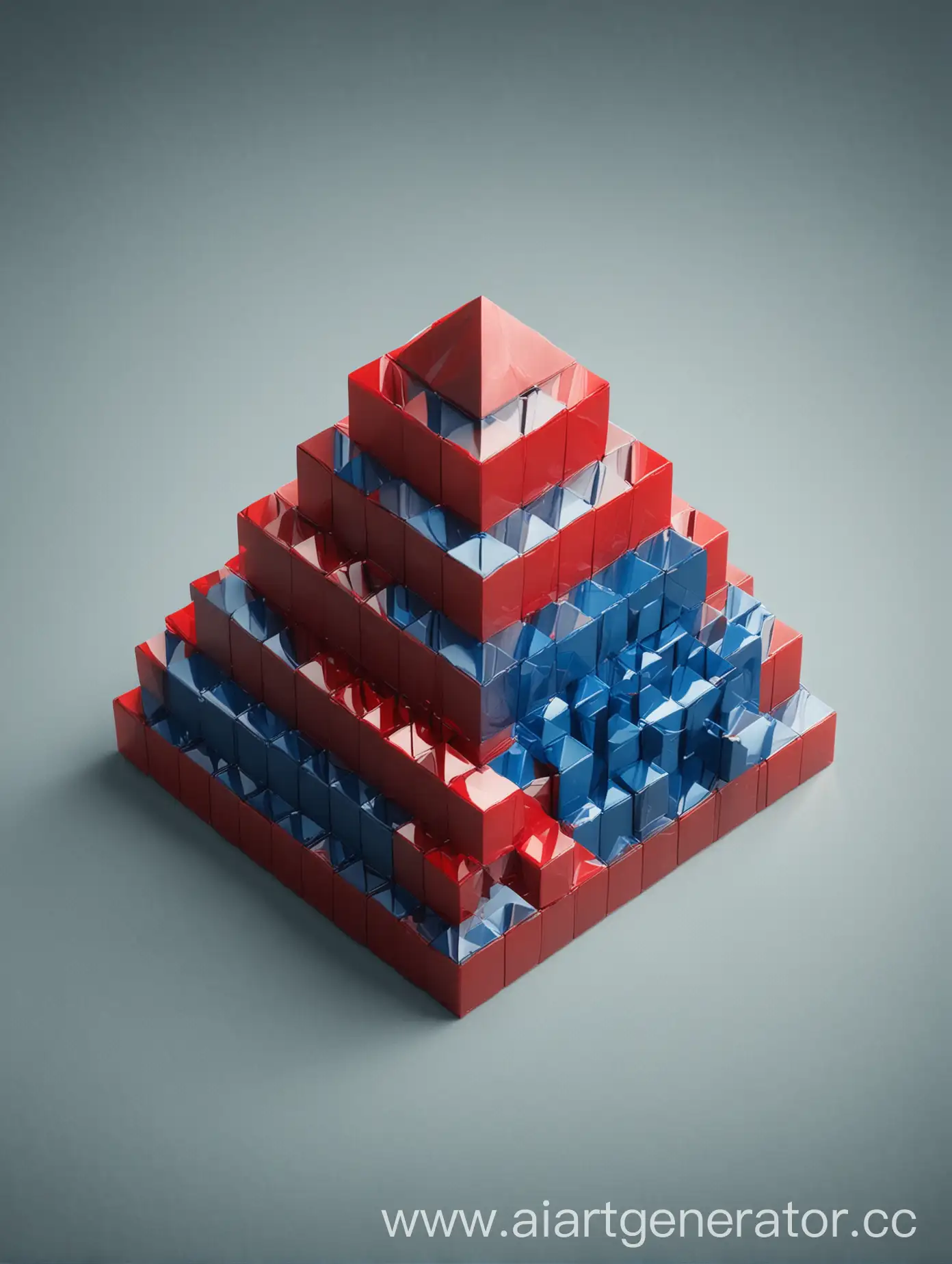 Colorful-Pyramid-Constructed-with-Red-and-Blue-Cubes