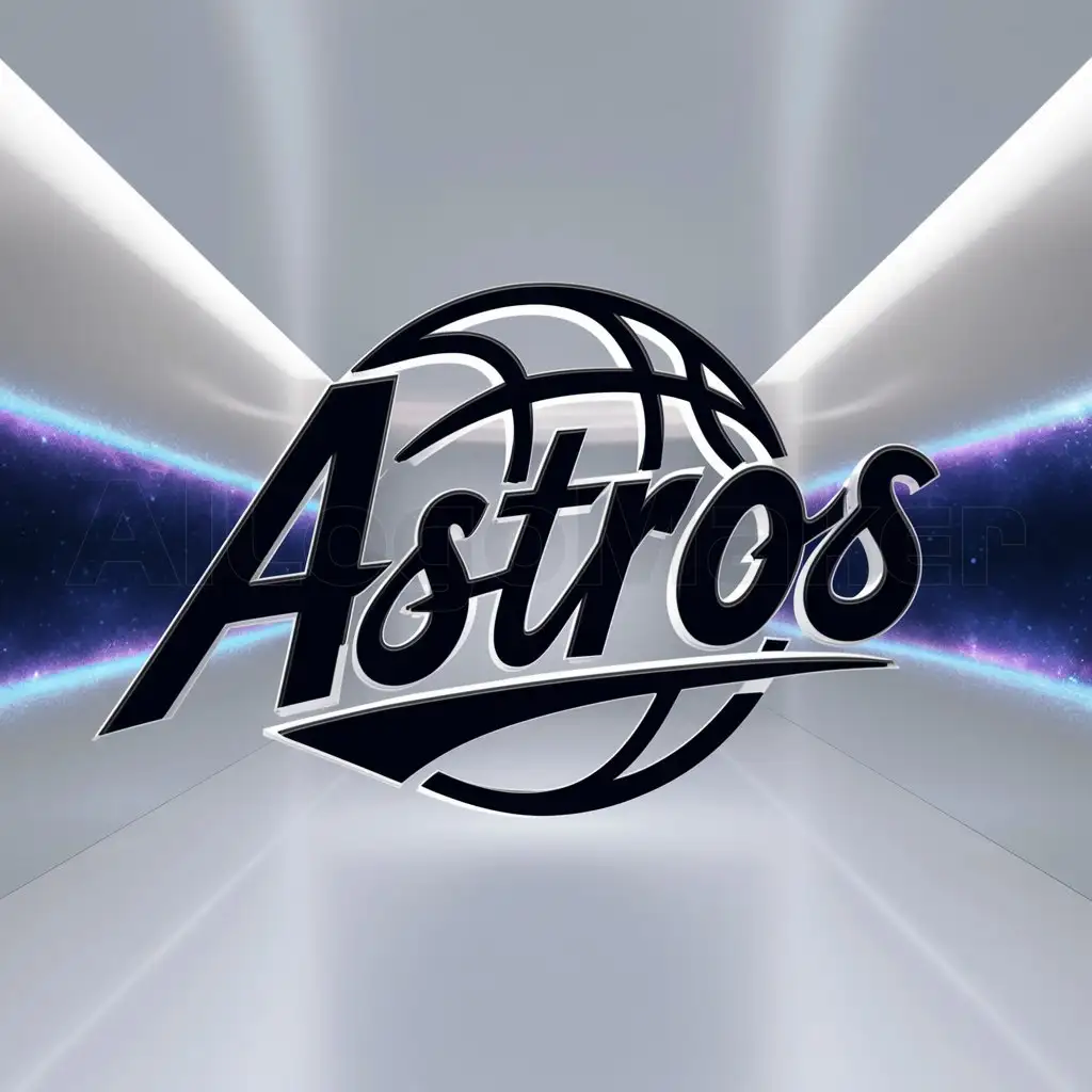 a logo design,with the text "Astros", main symbol:Balon Basketball,complex,clear background