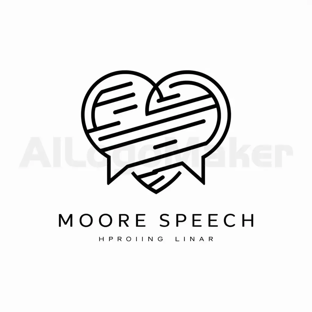a logo design,with the text "Moore Speech", main symbol:Interlocking Speech Bubbles that form a heart,Minimalistic,be used in Others industry,clear background