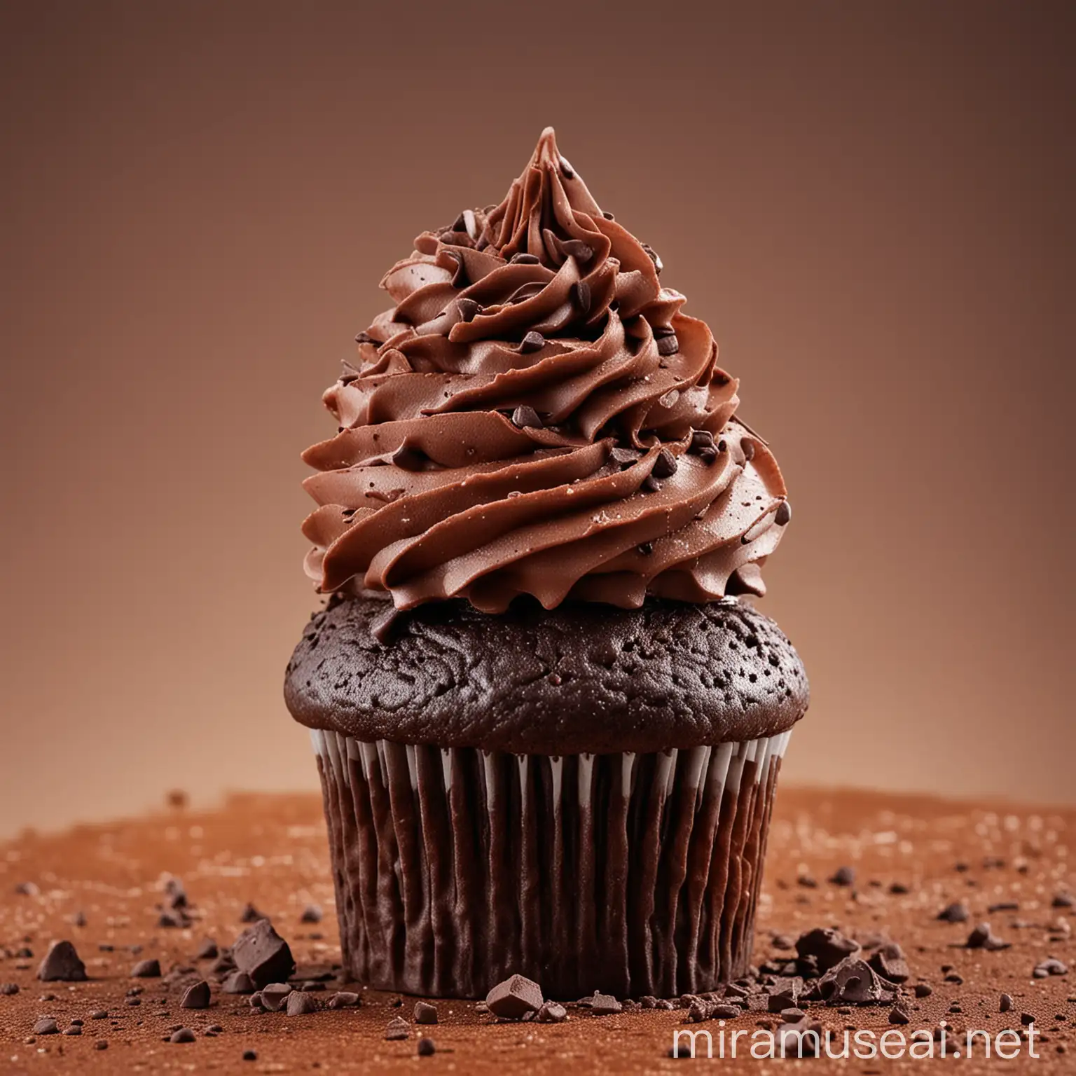 delicious liquid Chocolate cupcake on isolated background
