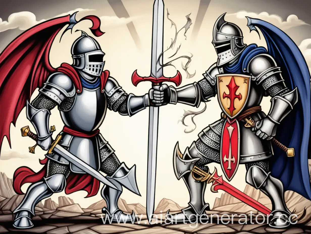 Colorful-Cartoon-Knights-Battling-Evil-Demons