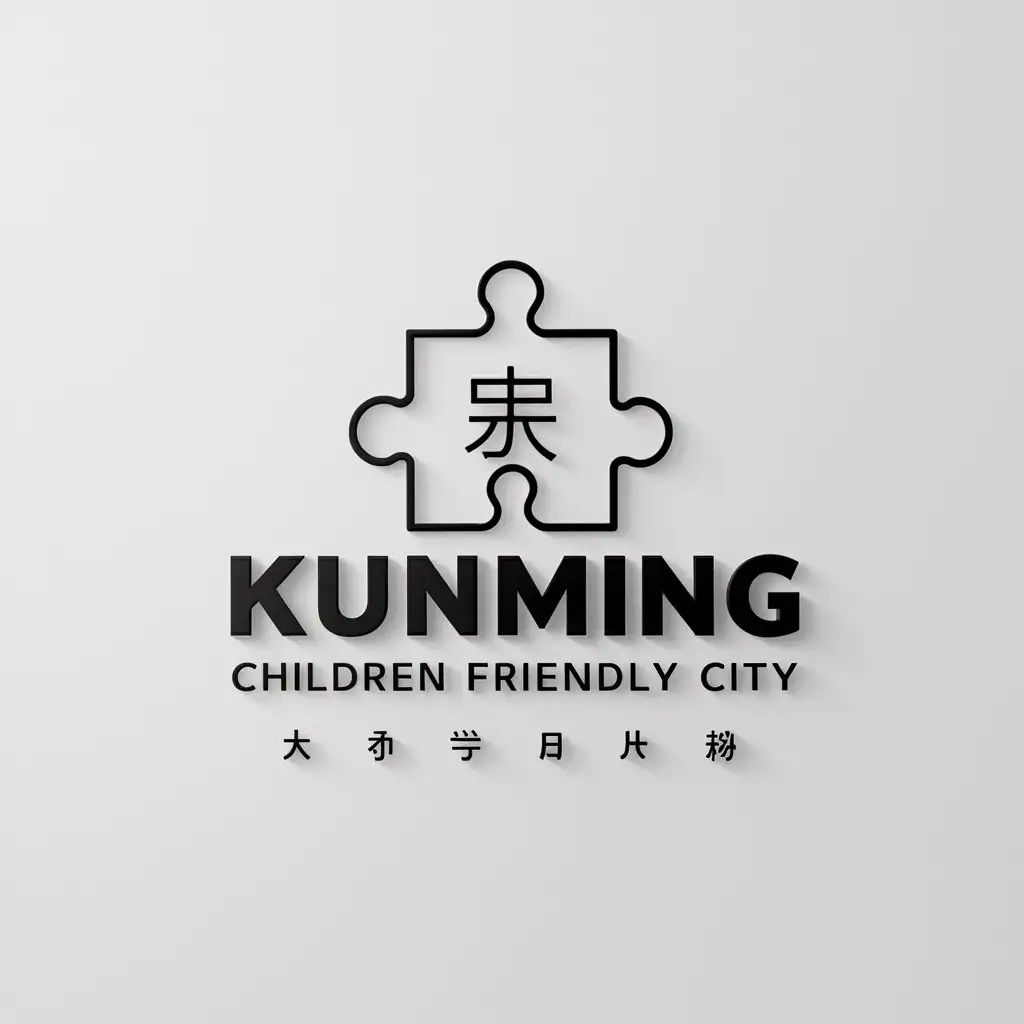 LOGO-Design-For-Kunming-Children-Friendly-City-Minimalistic-Puzzle-Jun-Character-on-Clear-Background