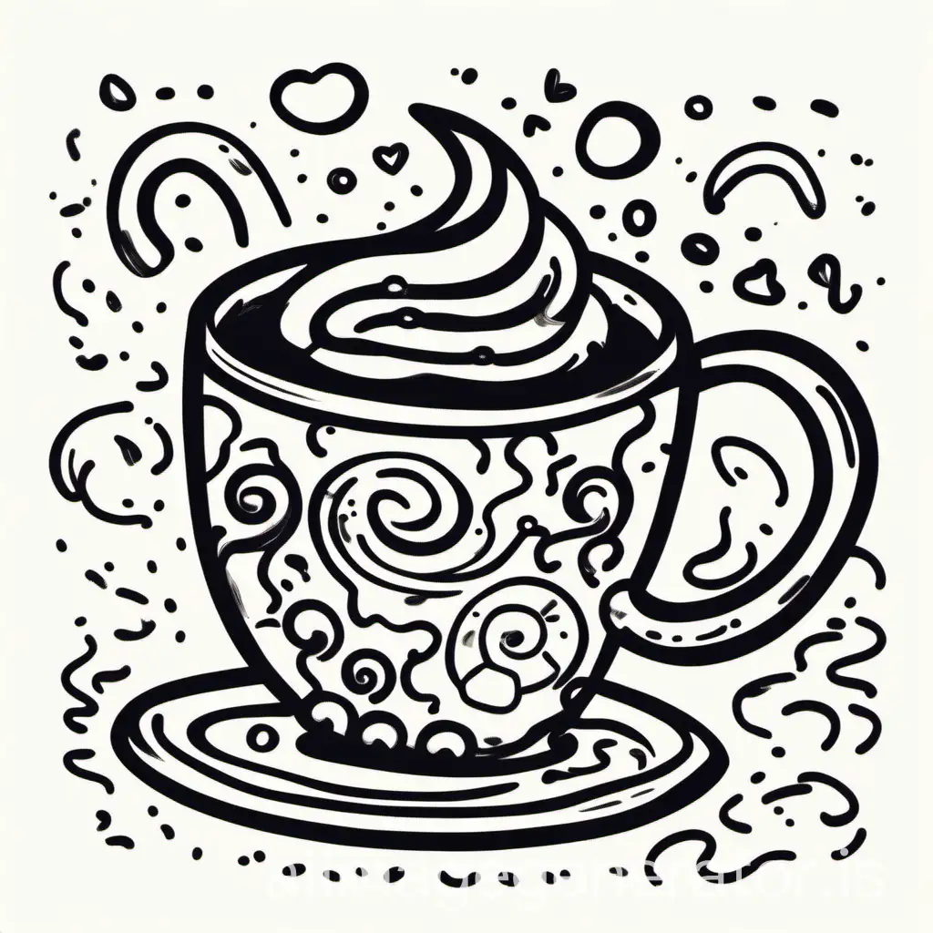 een kop koffie waar melk en suiker in wordt gedaan als een doodle
