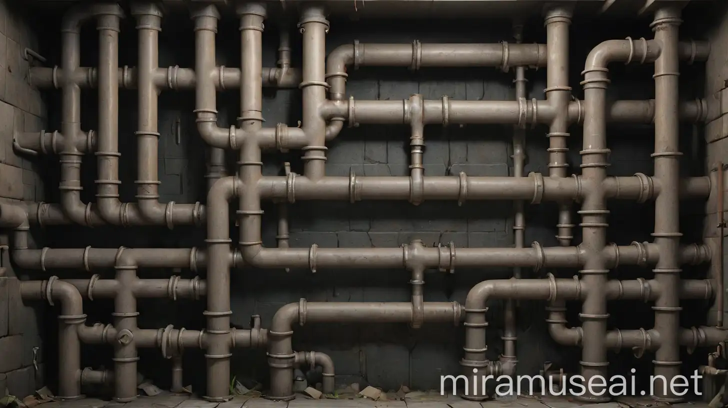 Dark cinematic underground subtle pipes, subtle pipes, well cut, digital art, realistic drawing, spread sheet of pipes, sprite sheet, in a front view procepective, trending on ArtStation,