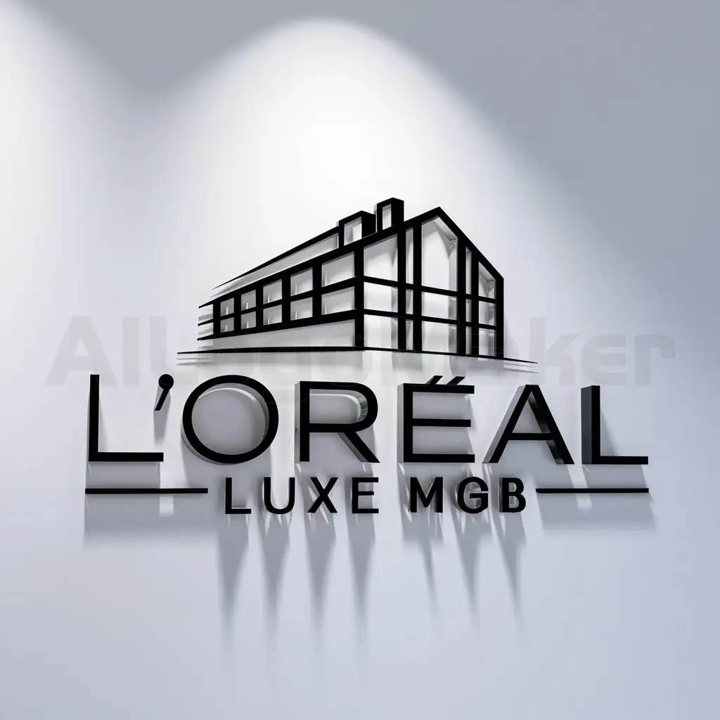 a logo design,with the text "L'Oréal Luxe MGB", main symbol:eine moderne Lagerhalle,complex,be used in Beauty Spa industry,clear background