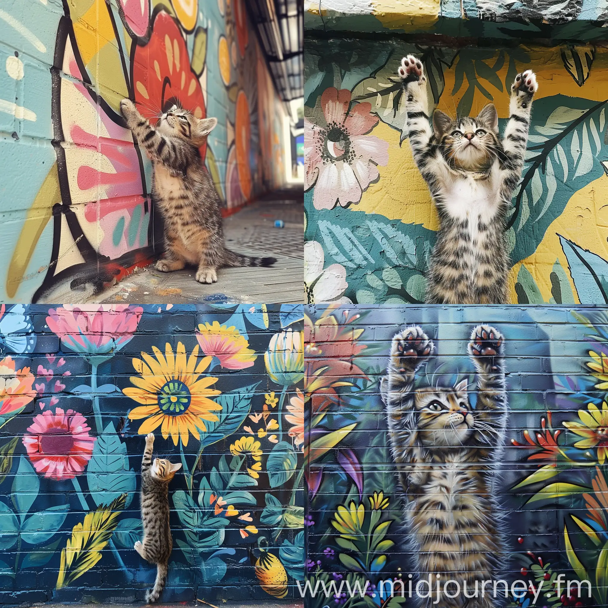 Adorable Cat Assisting Mural Creation | JourneyArt