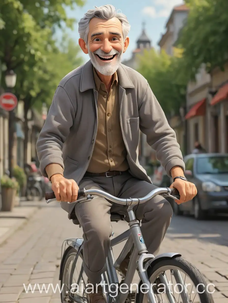 Cheerful-Mature-Man-Riding-Bicycle-with-Friendly-Smile