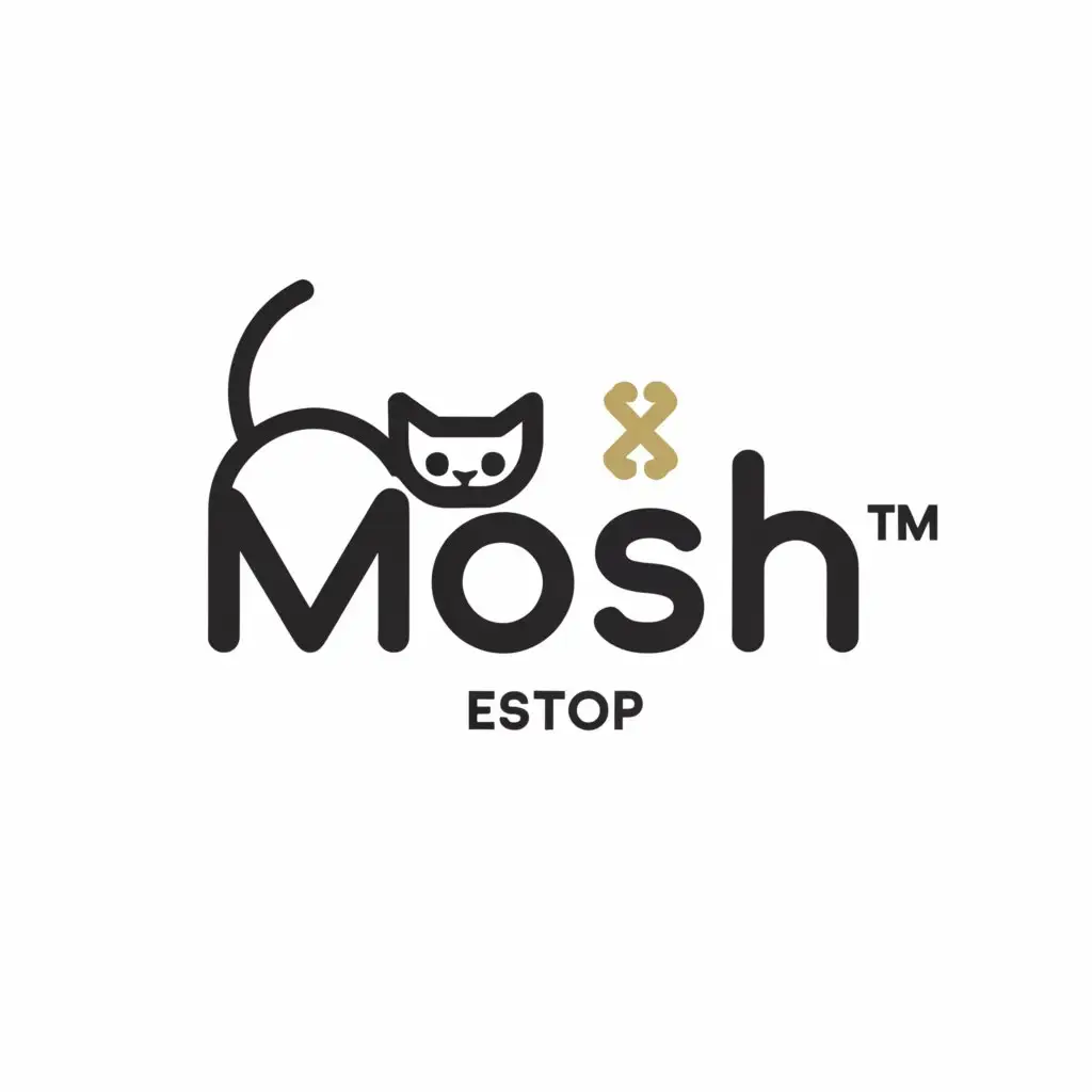 a logo design,with the text "Mosh", main symbol:cat,Moderate,be used in Internet industry,clear background