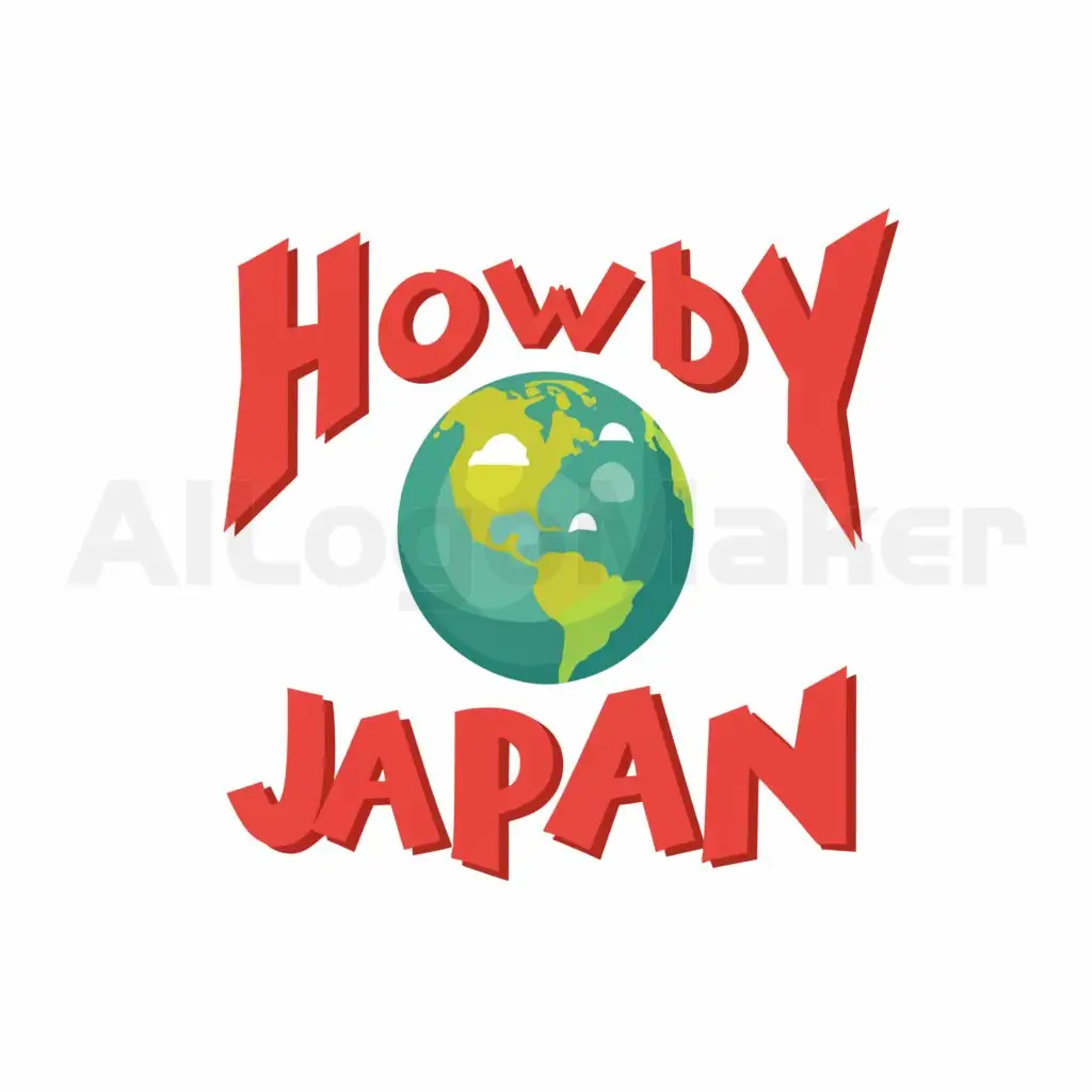 a logo design,with the text "Howdy Japan", main symbol:Earth,Moderate,be used in Internet industry,clear background