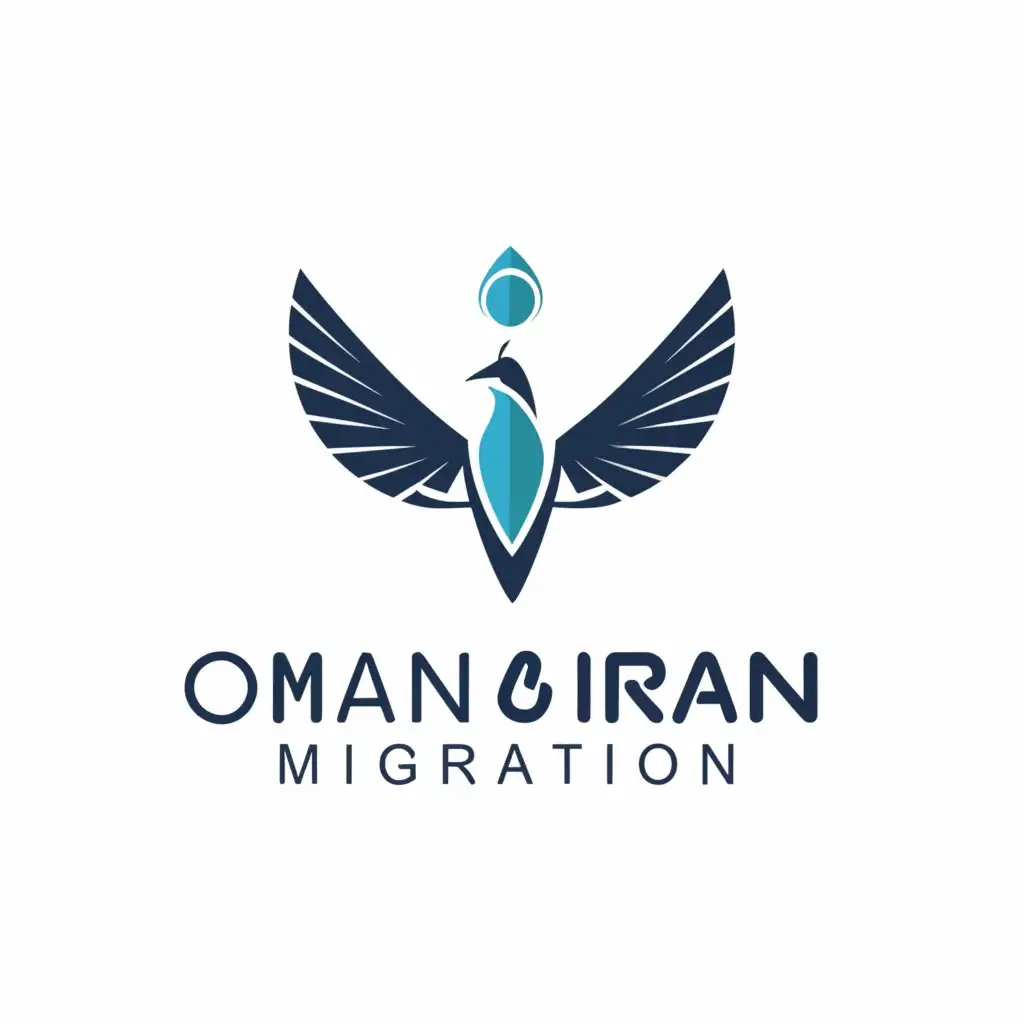 a logo design,with the text "OMAN IRAN MIGRATION", main symbol:Migration brand,complex,clear background