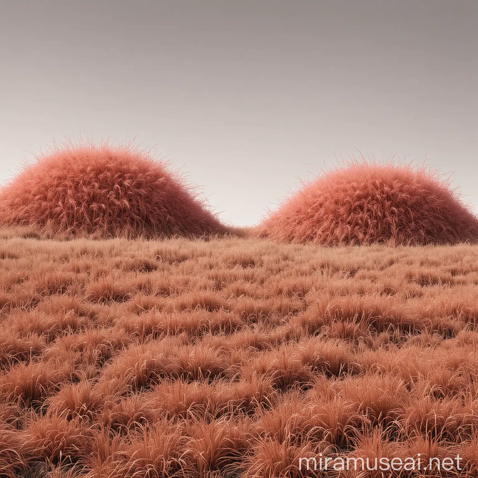 Realistic Drawing of WellCut Grass Piles in Dusty Pink and Brown Tones