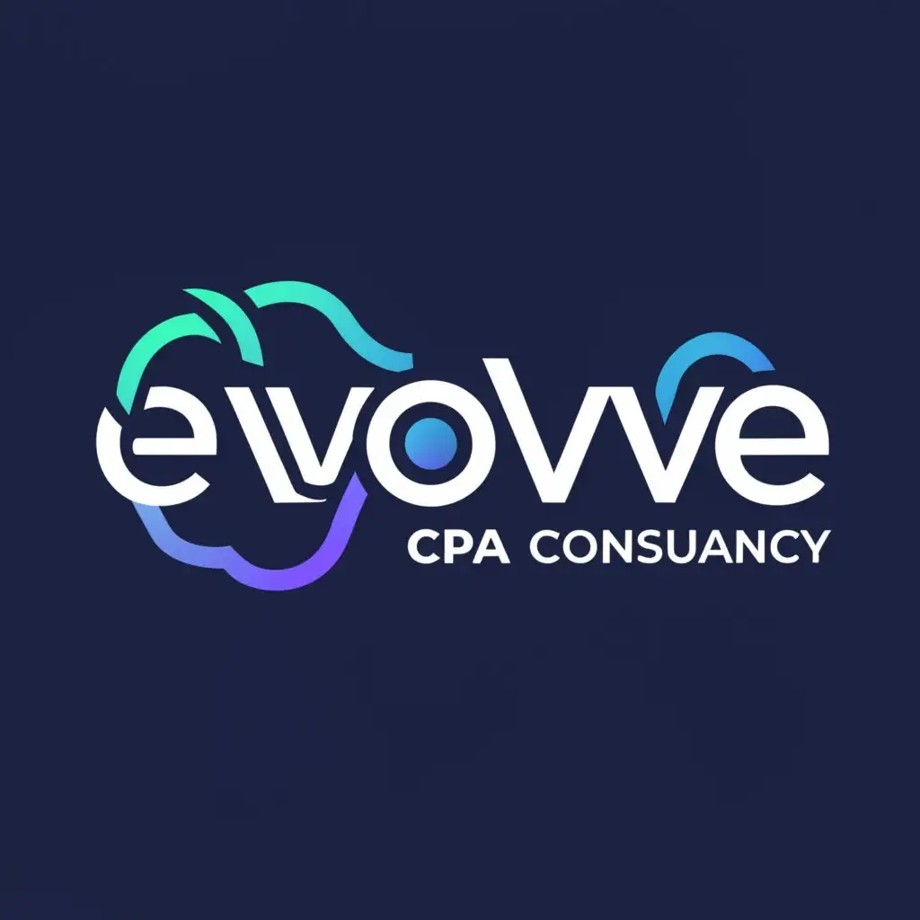 a logo design,with the text "evolvecpaconsultancy", main symbol:[On a blue background, the following text fades in, appearing in white, professional font]:

Evolve CPA Consultancy

[The text "Evolve" appears slightly larger than "CPA Consultancy", creating a balanced and visually appealing logo.],Moderate,clear background