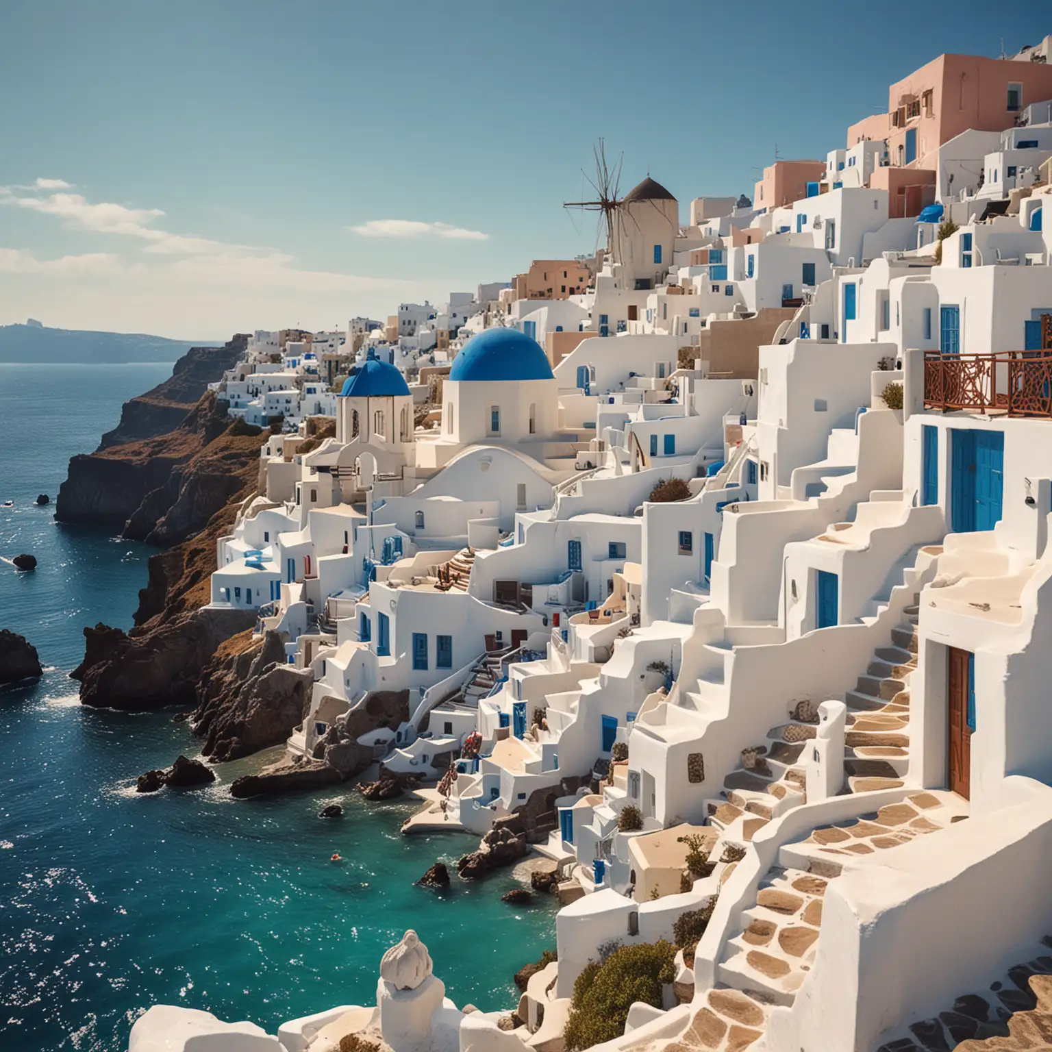 Can you create an image for an album's cover 3000 x 3000 pixels for a Dance-Pop song called Magic to the Sea, which is very much inspired from the Mediterranean (think Santorini, Mykonos etc)?