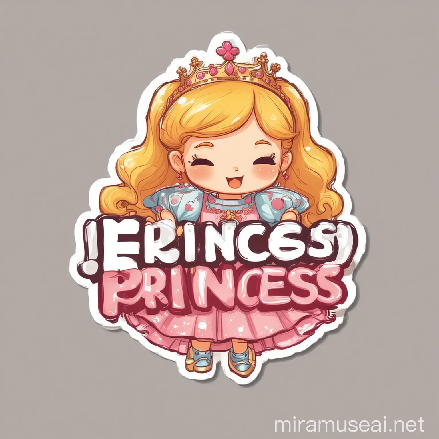  word Little Princess, cartoon style, sticker,white background