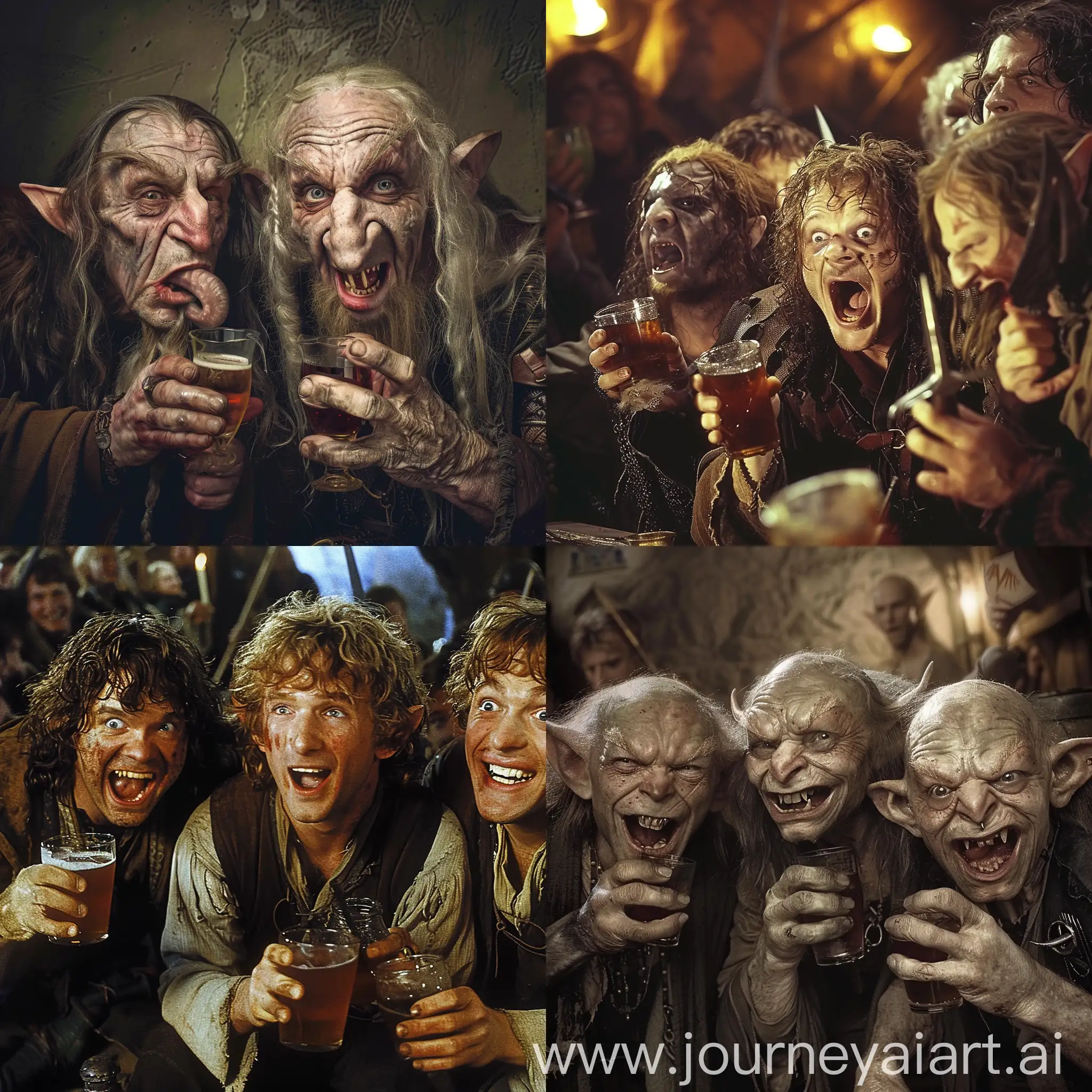 lord of the rings Friday night, movie characters as drunk acting crazy on photos