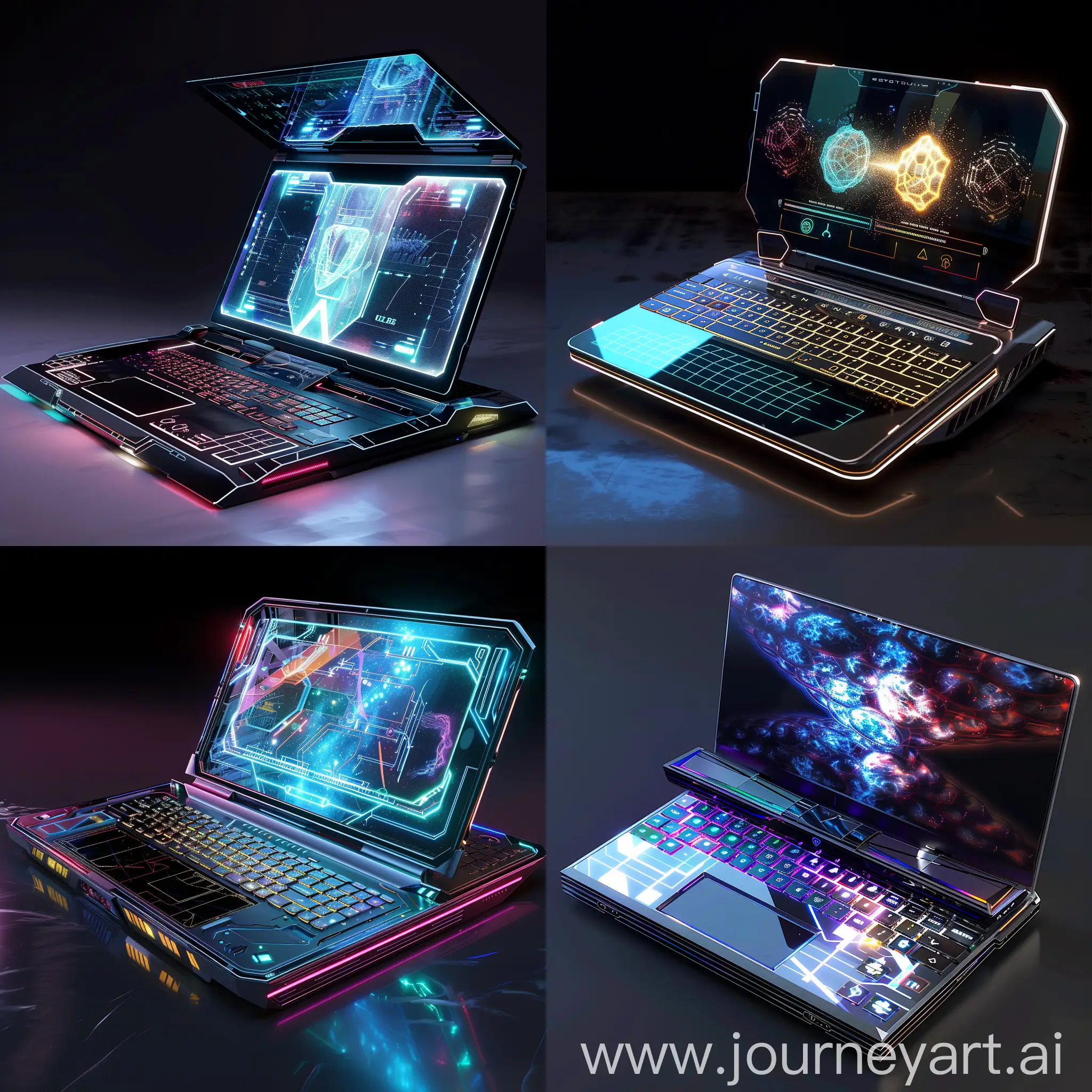 Futuristic laptop, in futuristic style, Quantum Processor, Neural Processing Unit (NPU), Graphene-Based Batteries, Optical Computing, DNA Data Storage, Quantum Dot Displays, Molecular Cooling System, Biometric Authentication with Brainwave Recognition, Holographic Projection Interface, Self-Healing Materials, Flexible Display, Transparent OLED Screen Lid, Integrated Projector, Advanced Haptic Feedback Keyboard, Solar Panel Lid, 360-Degree Rotating Camera Module, Adaptive E-Ink Touchpad, Gesture Control Sensors, Modular Expansion Ports, Dynamic RGB Light Strips, Foldable OLED Display, MicroLED Backlit Keyboard, OLED Touch Bar, OLED Touchpad with Display, MicroLED Augmented Reality Overlay, OLED Dynamic Refresh Rate, MicroLED True Black HDR, OLED Transparent Display Lid, MicroLED Adaptive Contrast Control, OLED Multitouch Screen, OLED Wraparound Display, MicroLED Ambient Lighting Strips, OLED Touch Control Bar, MicroLED Logo Projection, OLED Status Indicators, MicroLED Decorative Patterns, OLED Notification Panel, MicroLED Dynamic Bezels, OLED Wireless Charging Pad, MicroLED Exterior Display, unreal engine 5 --stylize 1000