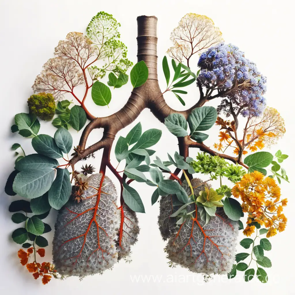 nature lungs, white background. real photo
