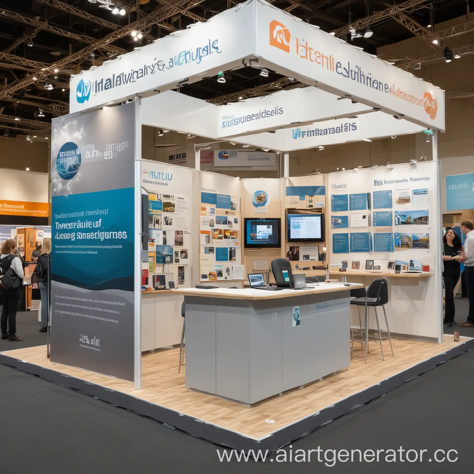 Educational-Exhibition-Stand-with-Informative-Materials-and-Staff