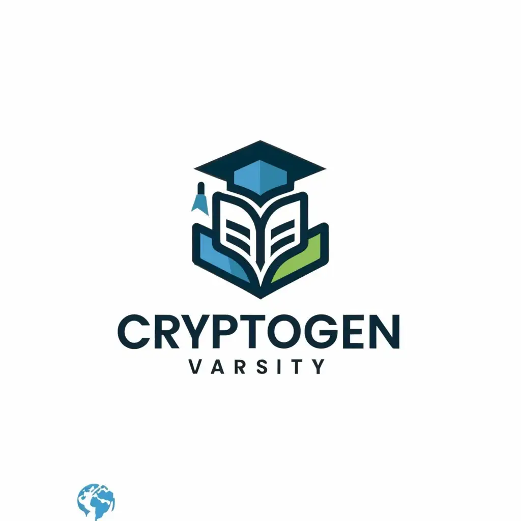 a logo design,with the text "Cryptogen varsity", main symbol:Graduation cap, open book, or globe.,Moderate,be used in Education industry,clear background