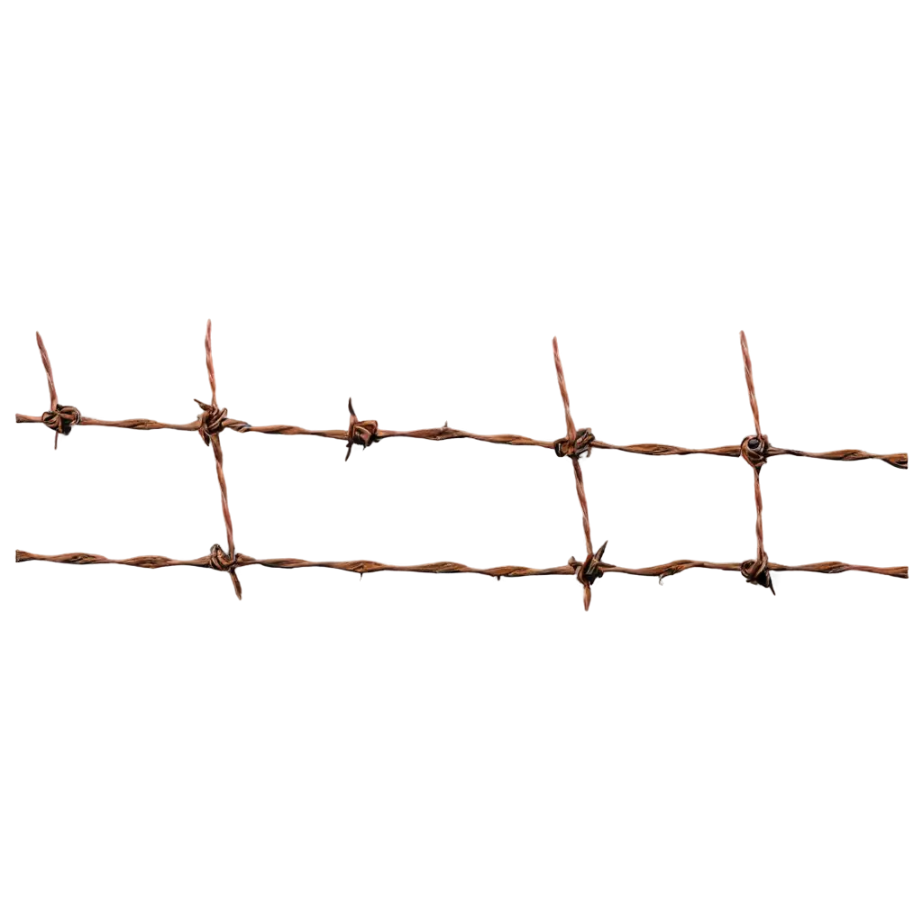 Old rusty barbed wire in a strait line