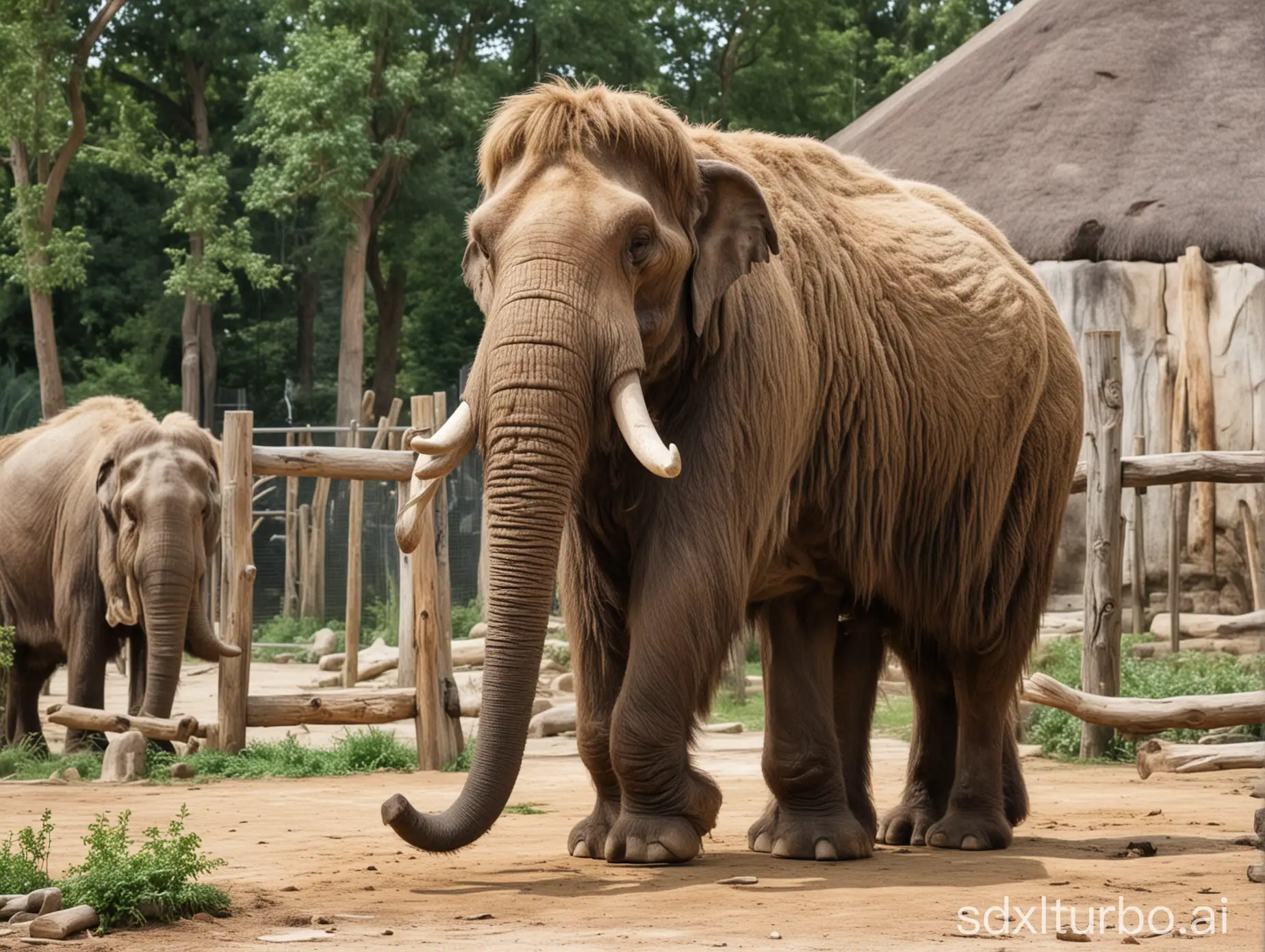 Majestic-Mammoth-in-a-Spacious-Zoo-Enclosure