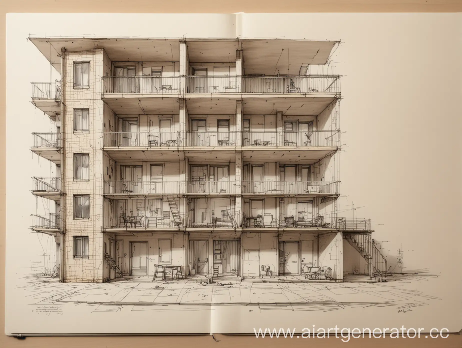Architects-Sketch-of-Modern-Apartment-Construction