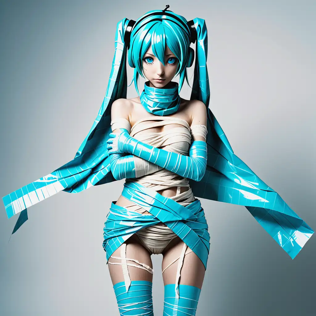 Hatsune-Miku-Cosplay-Blue-Duct-Tape-Mummy-Costume