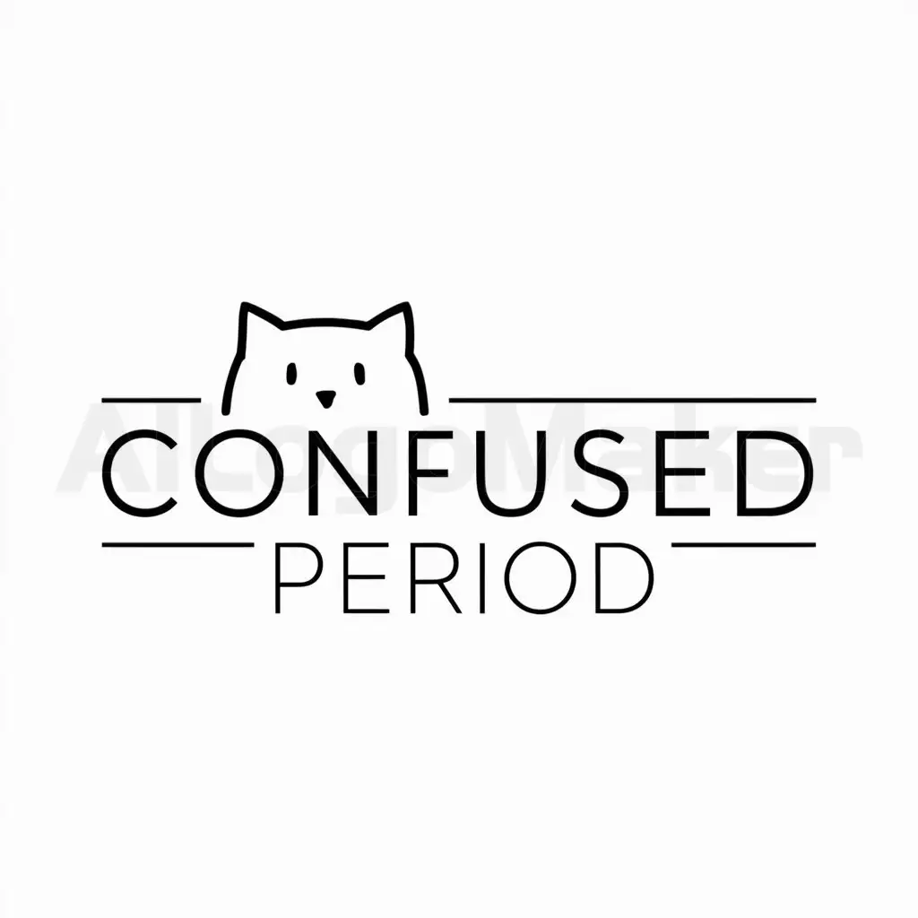 a logo design,with the text "confused period", main symbol:cat,Minimalistic,be used in Others industry,clear background