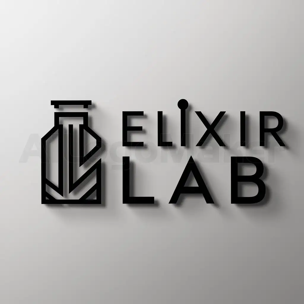 a logo design,with the text "Elixir Lab", main symbol:geometric bottle, medicine bottle, square array,Moderate,be used in game industry,clear background