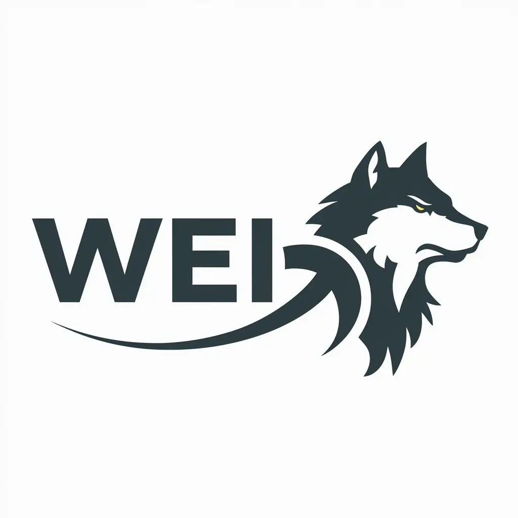 a logo design,with the text "wei", main symbol:wolf,Moderate,clear background