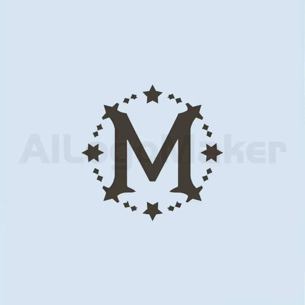 a logo design,with the text "M", main symbol:The letter M and the stars,Minimalistic,be used in 0 industry,clear background