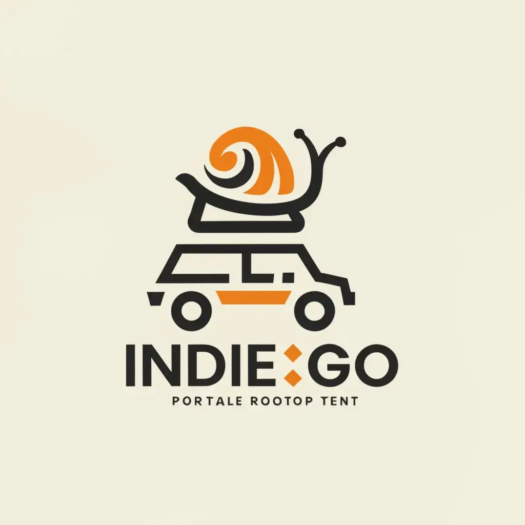 a logo design,with the text "indie_go", main symbol:pickup snail shell
 travel rooftop tent,Minimalistic,clear background